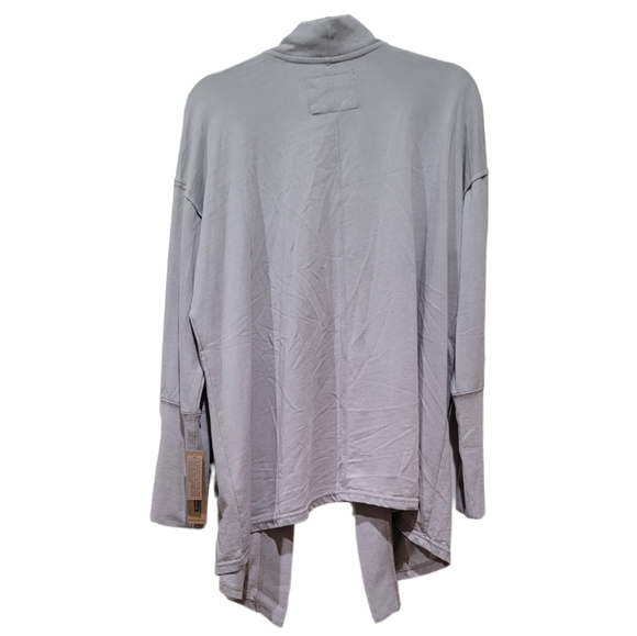 DKNY Women's Light Grey Open Front Cardigan and Wide Leg Pant Set, Size XL - Picture 9 of 12